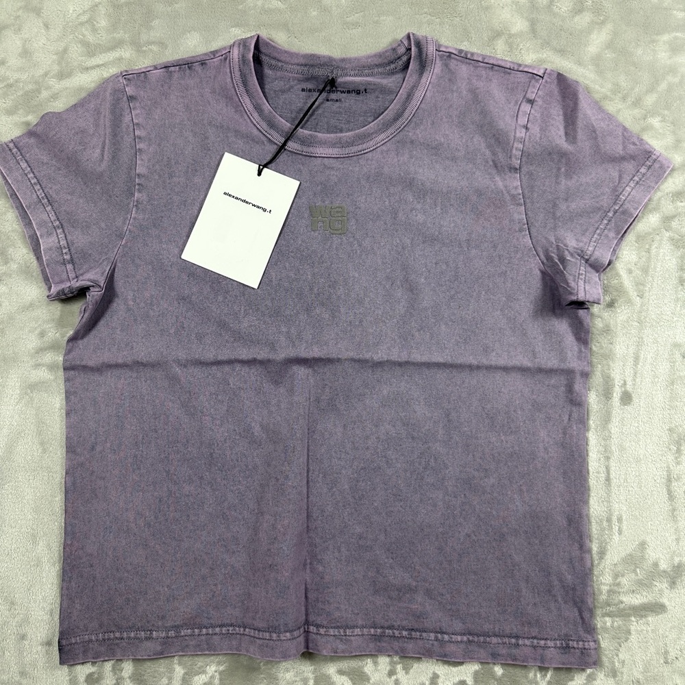 Alexander Wang Puff Logo Tee in Acid Pink Lavender (S)